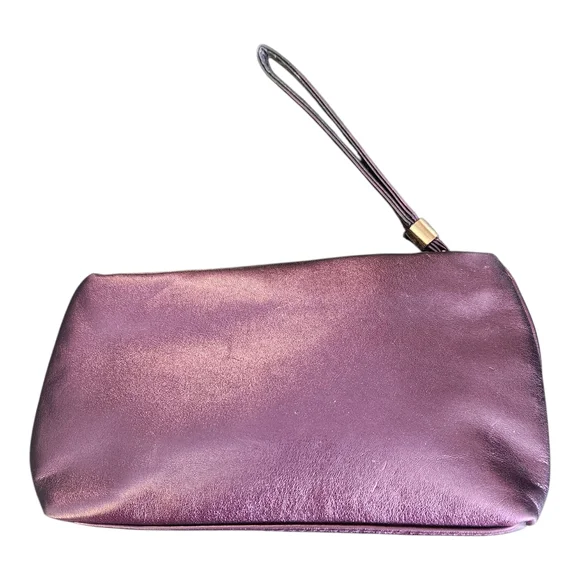 Victoria's Secret Purple Clutch Wristlet Evening Bag Make Up Bag w/Gold Bow - Picture 3 of 6